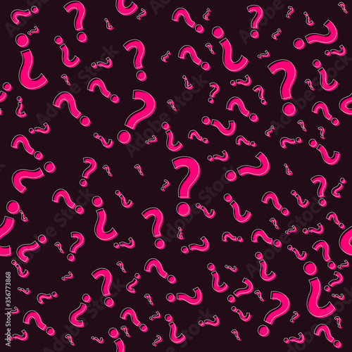 Question mark seamless pattern. Trivia poster design template, random punctuation marks background, quiz loading page, vector illustration