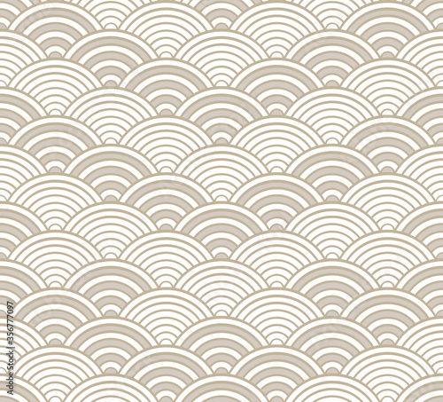 Monochrome Seigaiha Japanese Wave Pattern