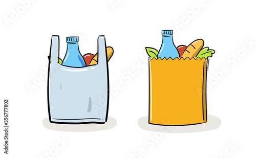 A green supermarket basket. Isolated Vector Illustration