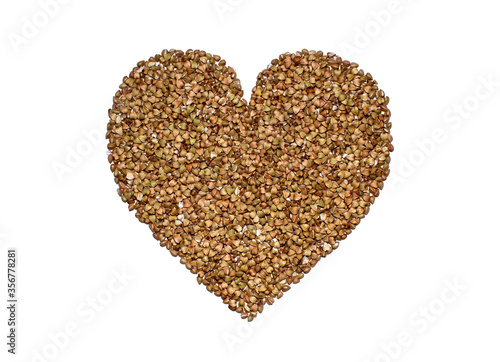 heart symbol made of green buckwheat
