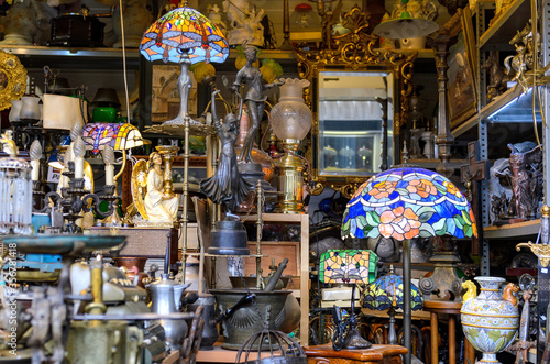 BARCELONA, SPAIN - MAY 09, 2018. Antiquary dealer shop in Barcelona. photo