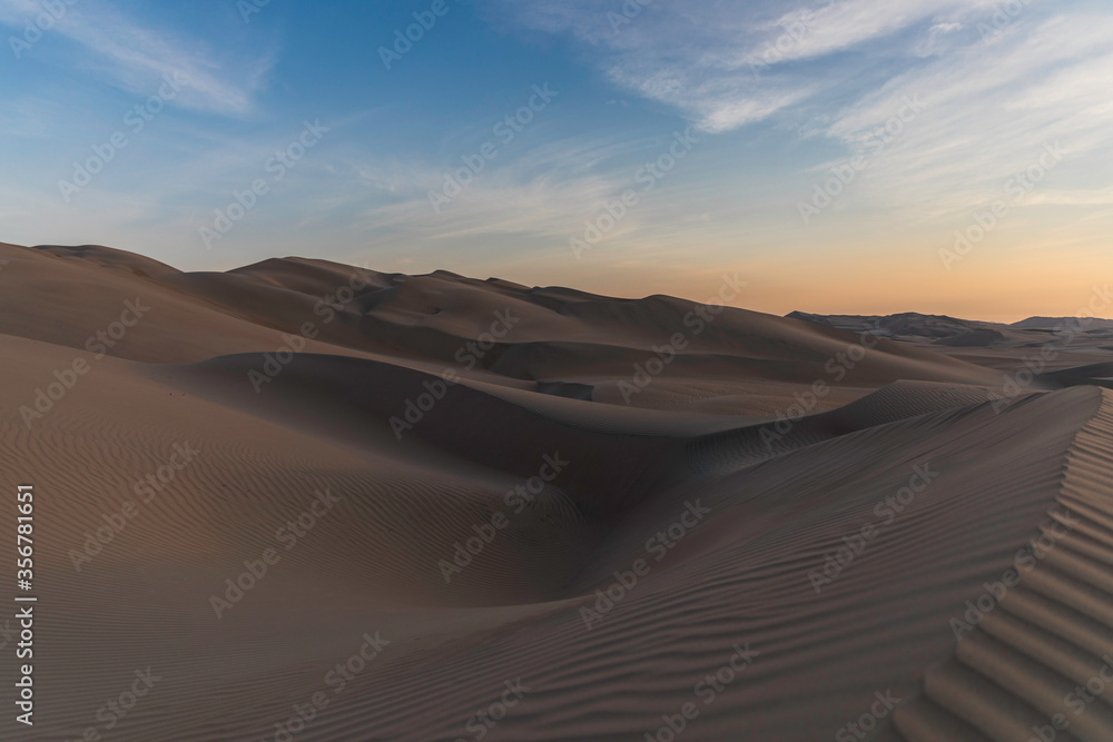desert with no people, clouds and sunset