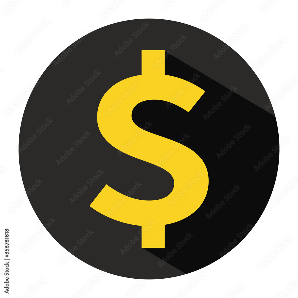 Colorful dollar sign icon with long shadow effect Colorful dollar sign icon with long shadow effect