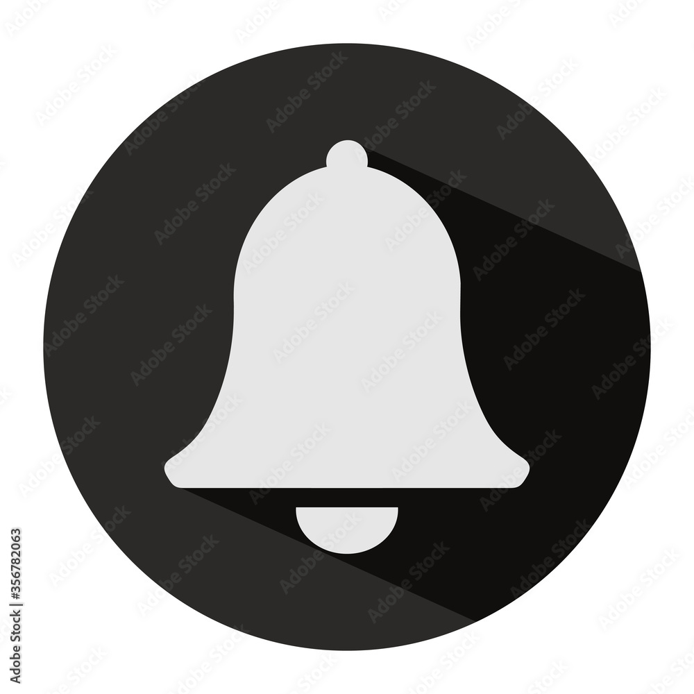 Naklejka premium Bell or notification icon with long shadow effect