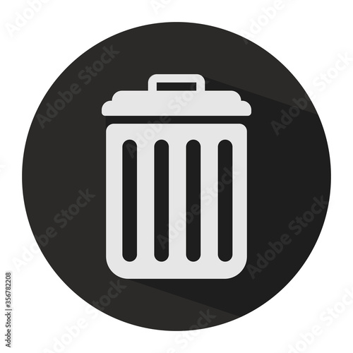 Trash can icon with long shadow effect