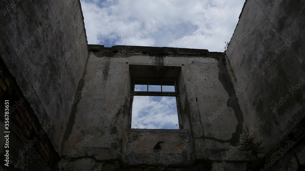 old abandoned building with window