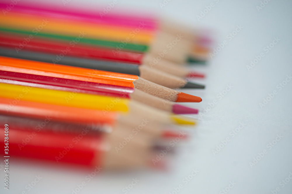 A group of pencils of assorted colours A group of pencils of assorted colours
