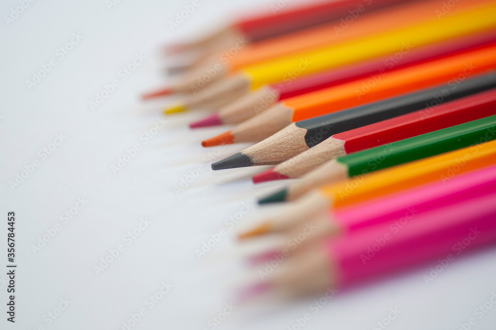 A group of pencils of assorted colours A group of pencils of assorted colours
