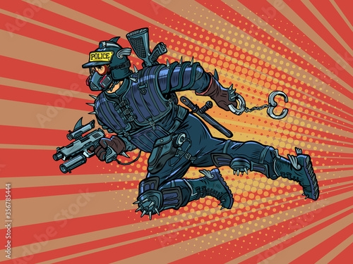 super cop from the future, cyberpunk. Police