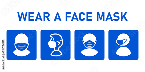 Set of Wear a Face Mask Icons. Vector Image.