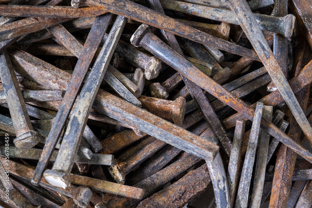 Close up of rusty antique nails Close up of rusty antique nails