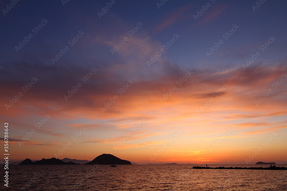 Seaside town of Turgutreis and spectacular sunsets