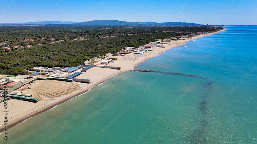 Obraz premium Amazing aerial view of Marina di Pisa coastline, Tuscany