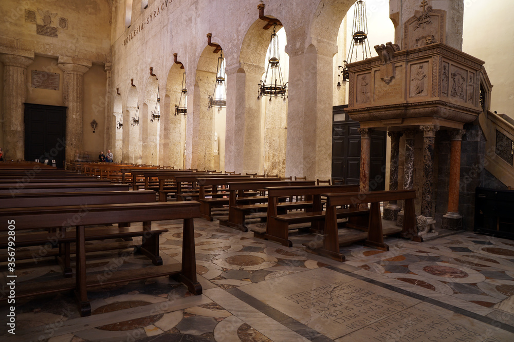 inside of old gothic cathedral of Cefalu