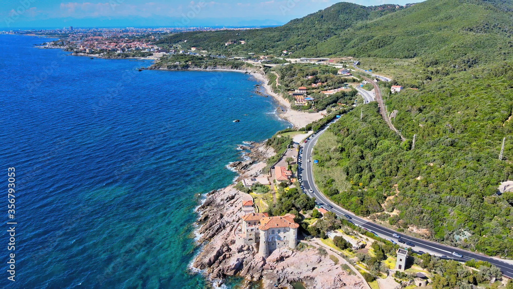 Naklejka premium Amazing aerial view of Livorno coastline, Tuscany