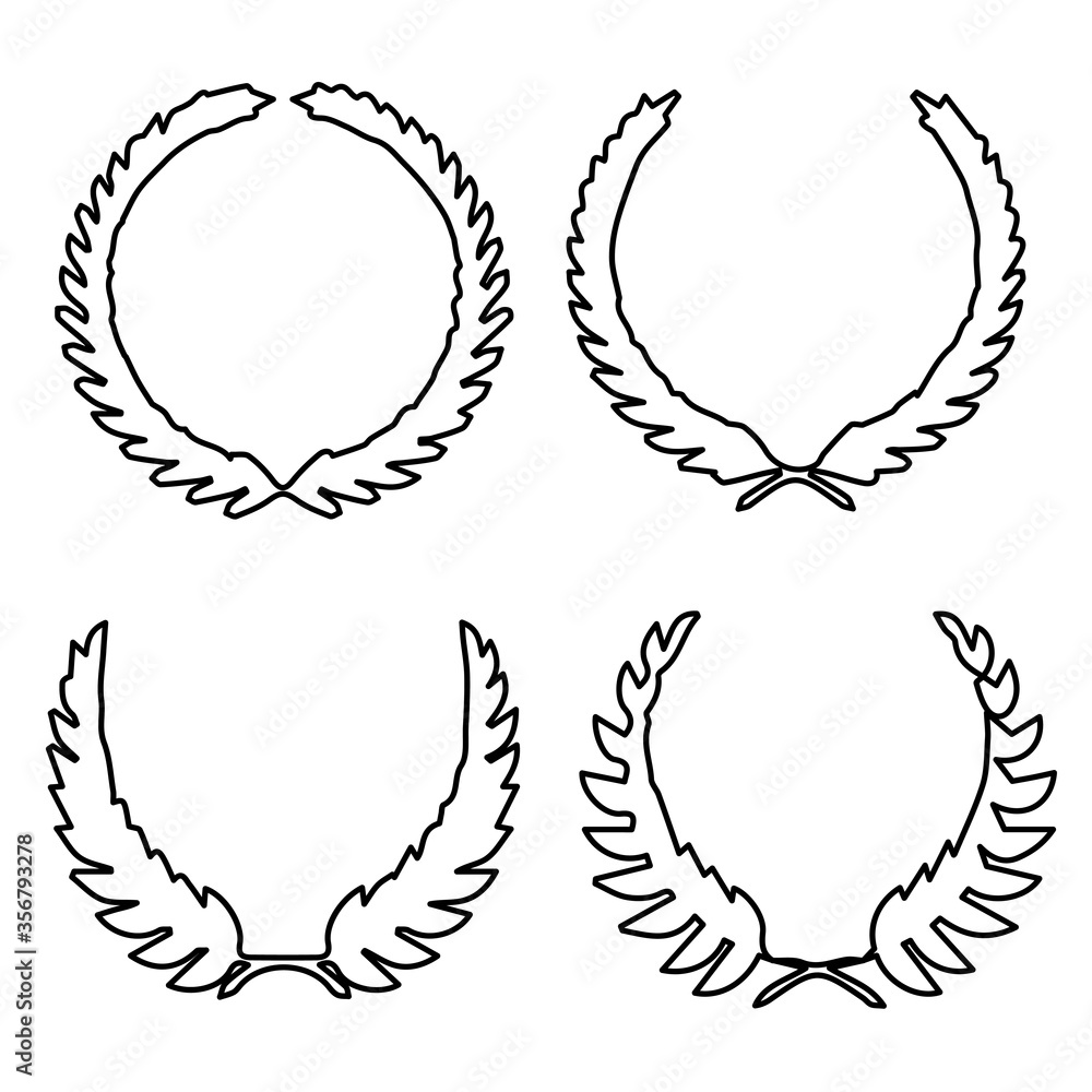Outline silhouette circular wreath set Outline silhouette circular wreath set
