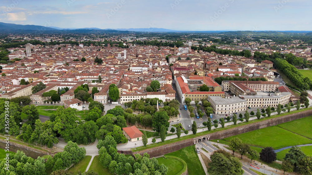Amazing aerial view of Lucca, Tuscany