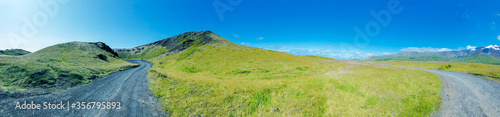 Amazing crater of Iceland, panoramic view in summer season