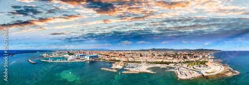 Fotografi Amazing aerial view of Livorno and Mascagni Terrace, famous town of Tuscany