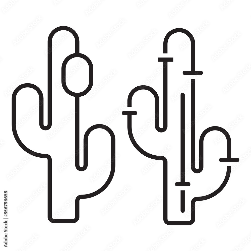 Cactus plants or saguaro cactus line art vector icons for apps and website Cactus plants or saguaro cactus line art vector icons for apps and website