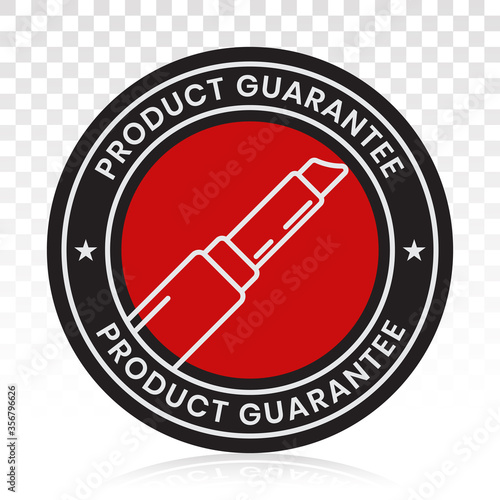 Lipstick cosmetic product guarantee stamp label flat icon for apps or websites
