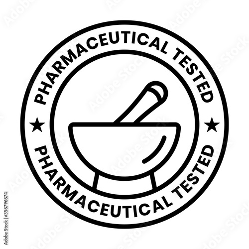Pharmaceutical tested stamp label line art icons for apps or websites
