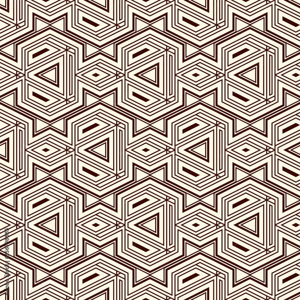 Ethnic, tribal seamless surface pattern. Native americans style background. Repeated geometric figures motif. Contemporary abstract wallpaper. Boho chic grid digital paper, textile print. Vector art