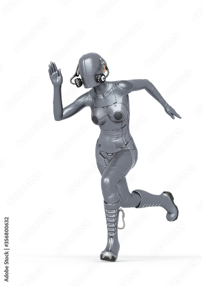 cyber soldier female running