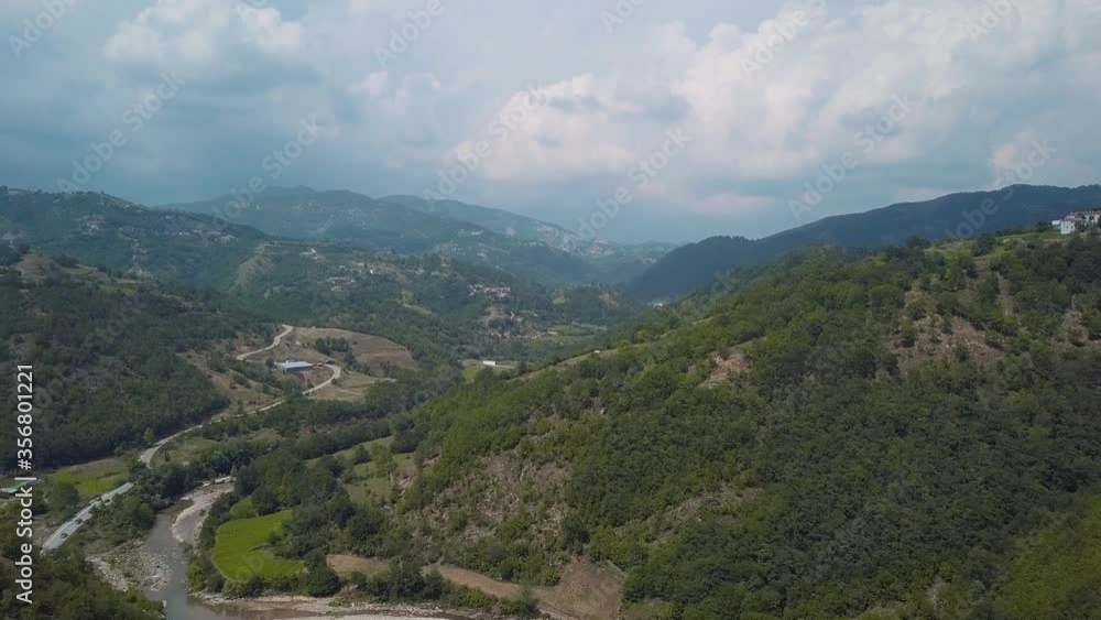 Areal View in the mountains of balkan at Xanthi in Greece Areal View in the mountains of balkan at Xanthi in Greece