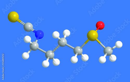 ball and stick chemical compound structure of sulforaphane