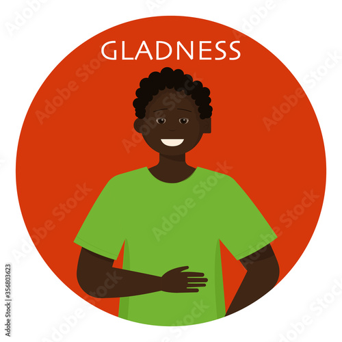 Men expressing  emotion:  gladness