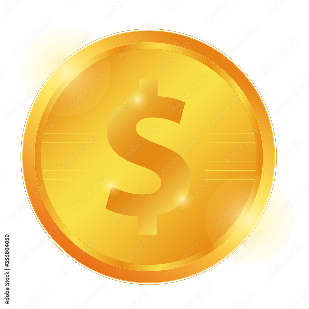 Dollar gold coin, logo Dollar gold coin, logo