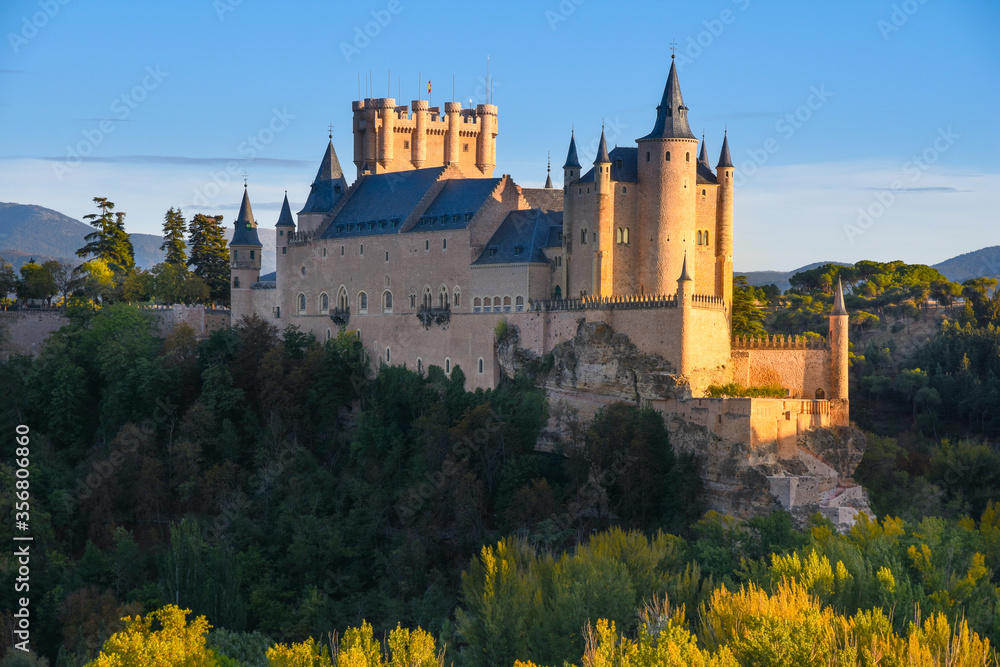 Beautiful sunset in Alcazar of Segovia - Castle of Segovia, Spain