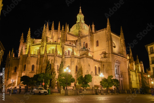 Beautiful night view of Segovia Cathedral - Segovia, Spain