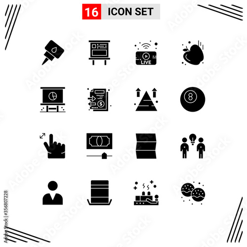 16 Universal Solid Glyphs Set for Web and Mobile Applications corporate, business, utube, apple, gym photo