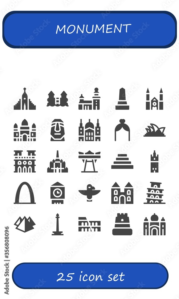 Modern Simple Set of monument Vector filled Icons