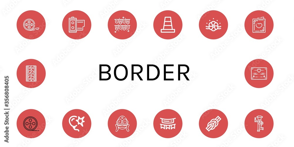 border simple icons set