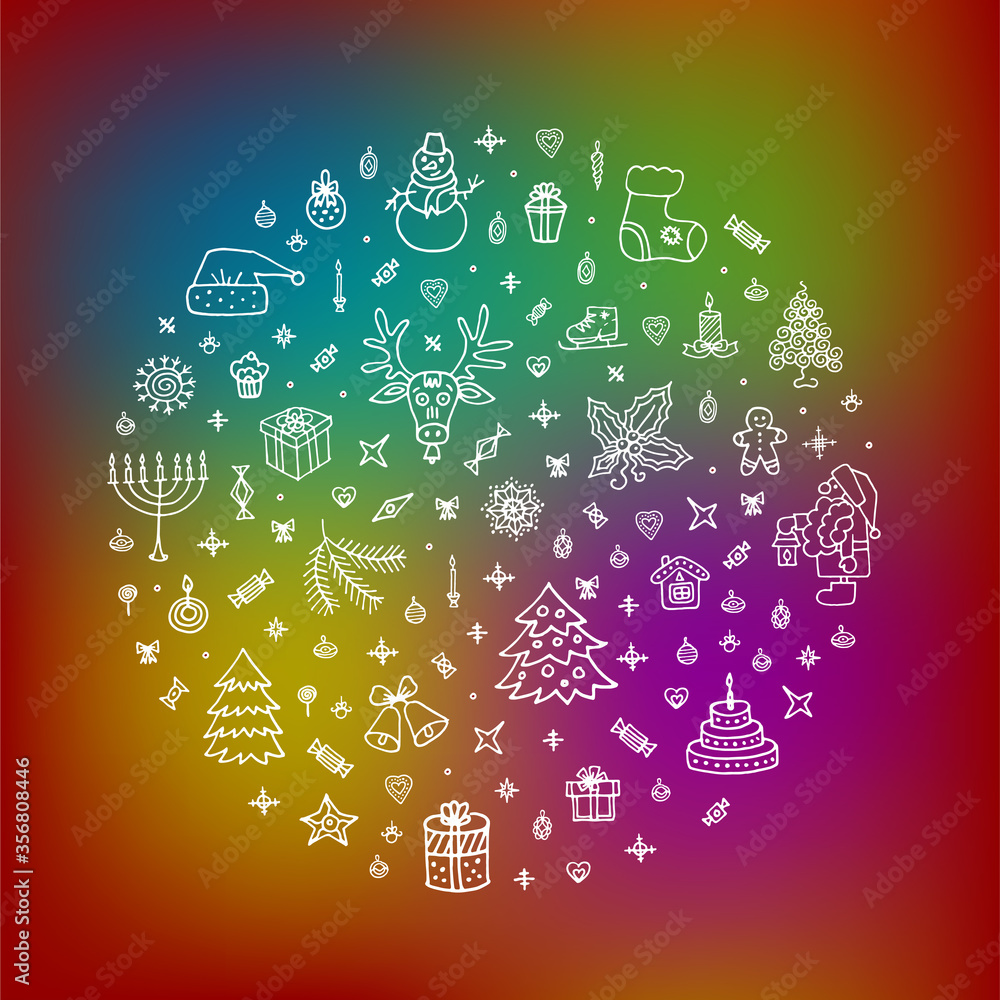 New Year, Christmas hand drawn elements New Year, Christmas hand drawn elements