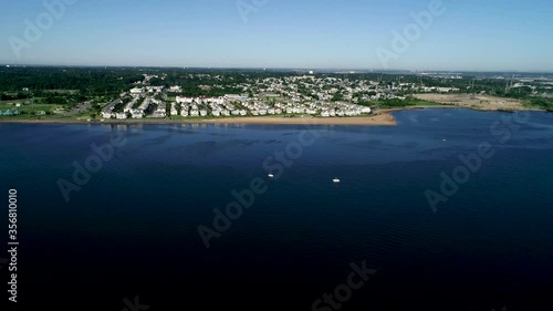 Flight over Raritan Bay towards South Amboy, New Jersey