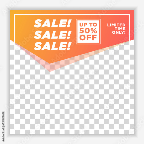 Modern and Unique Social Media Banner Template for Promotion and Digital Marketing. Promotional Square Web Banner for Social Media. Elegant and Simple Discount Promo Ads