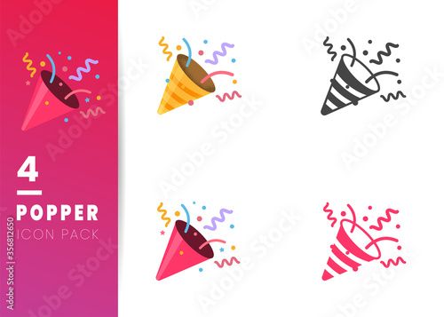 Fényképezés Confetti Party Popper icon vector, logo illustration isolated on white