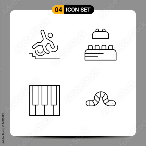 Stock Vector Icon Pack of 4 Line Signs and Symbols for business, keyboard, failure, constructor, piano photo