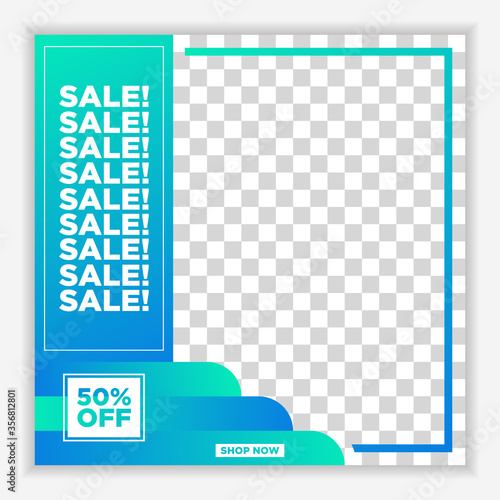 Modern and Unique Social Media Banner Template for Promotion and Digital Marketing. Promotional Square Web Banner for Social Media. Elegant and Simple Discount Promo Ads