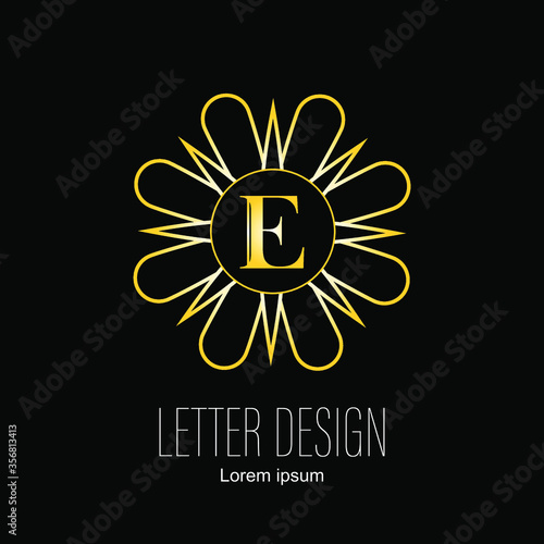 abstract letter E floral logo design