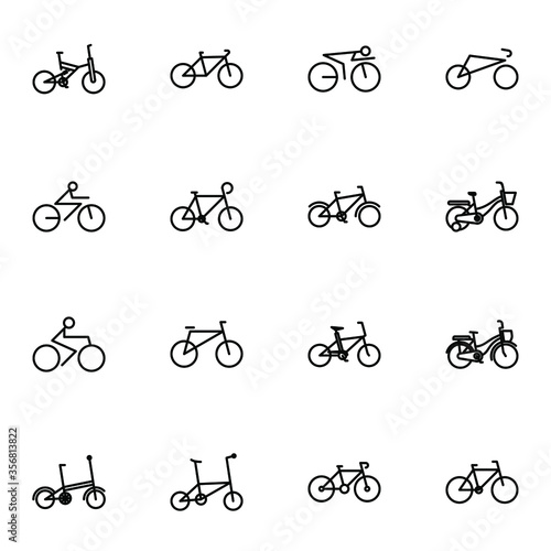 Bicycle, bike icon set. Simple cycle, bike outline icon sign concept. vector illustration. 