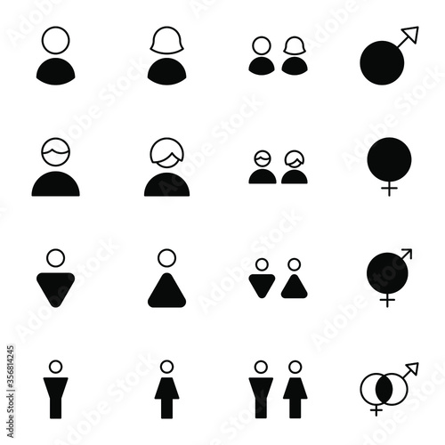 Male, female, gender icon set. Simple man, woman, sexuality solid line icon sign concept. vector illustration. 