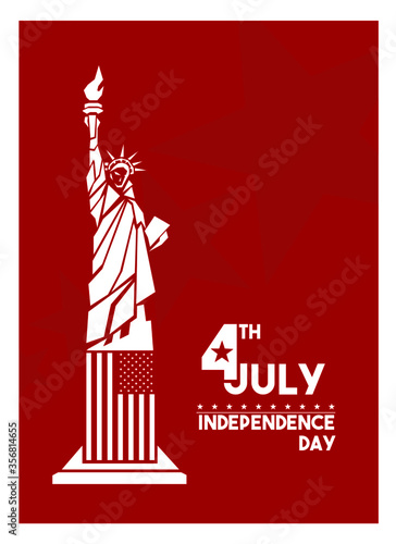 Statue of Liberty with United States flag at the foot, Independence Day, July 4, United States