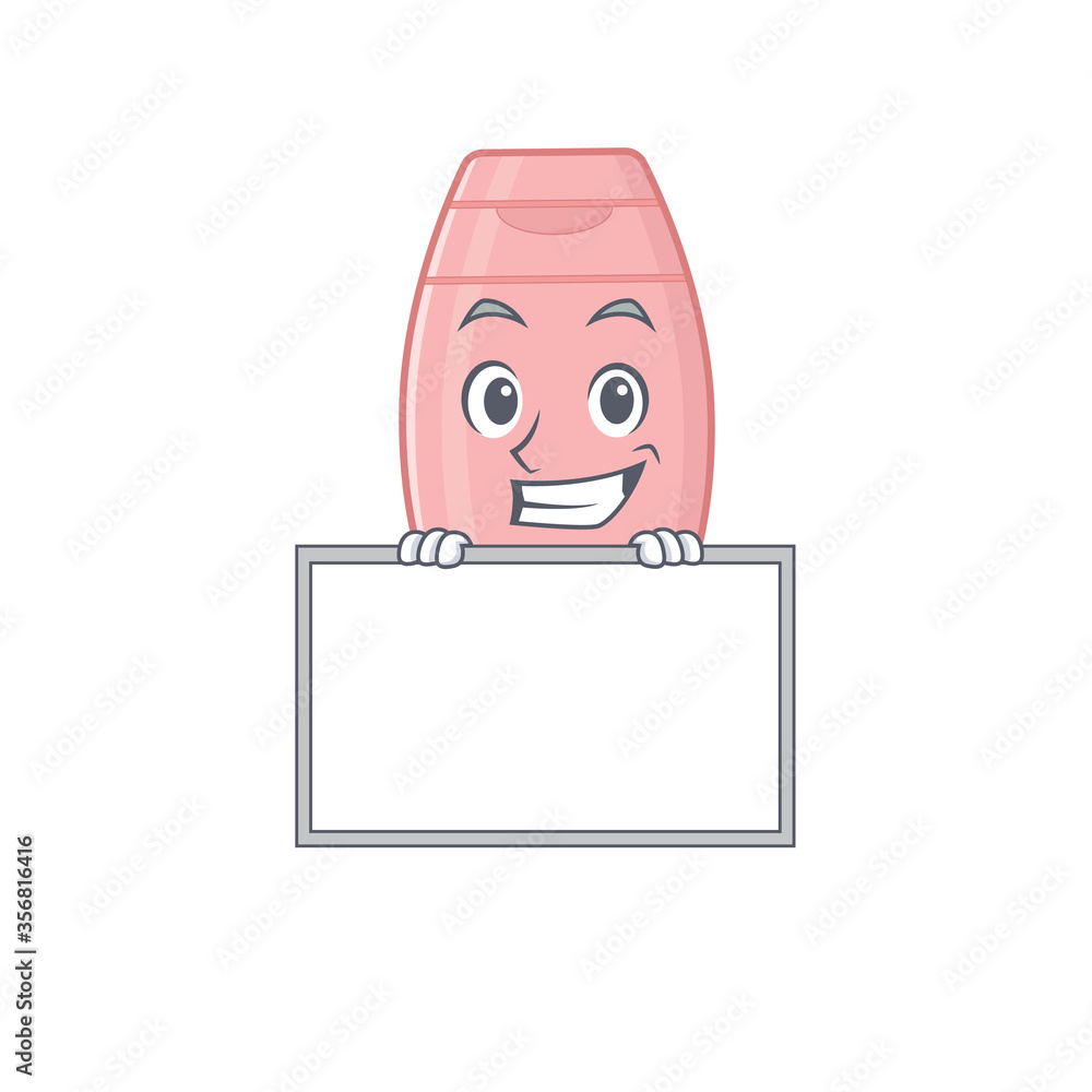 Baby cream cartoon design style standing behind a board Baby cream cartoon design style standing behind a board