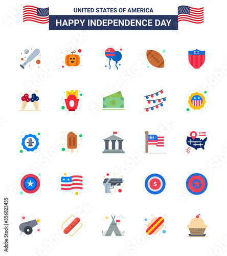 Pack of 25 USA Independence Day Celebration Flats Signs and 4th July Symbols such as usa; shield; fly; american; sports photo