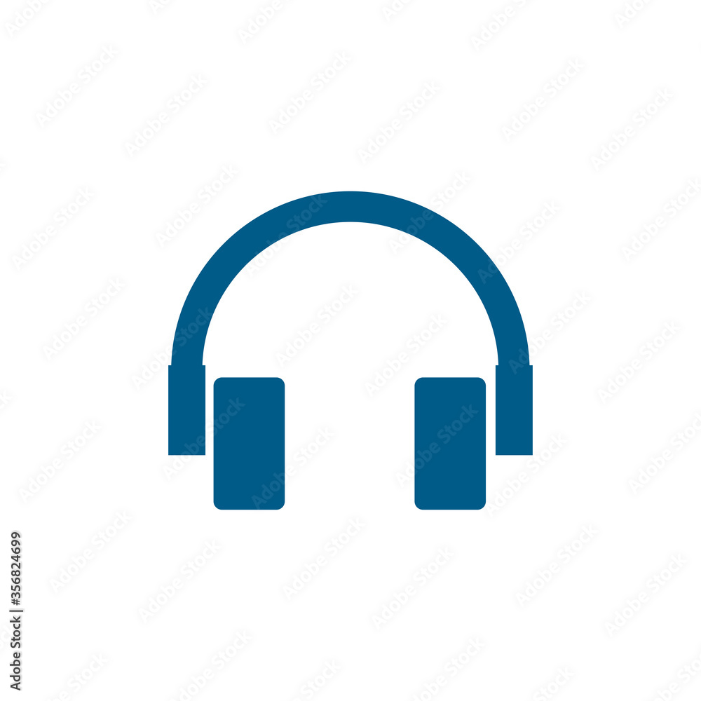 Headphone Blue Icon On White Background. Blue Flat Style Vector Illustration Headphone Blue Icon On White Background. Blue Flat Style Vector Illustration
